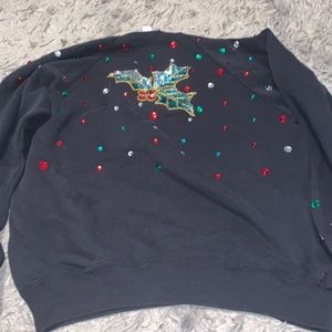 Fabulous Vintage 80’s bedazzled holly Christmas sweatshirt